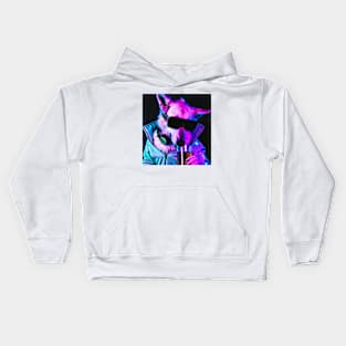 Celebrity Party Dog Synthwave Retro Kids Hoodie